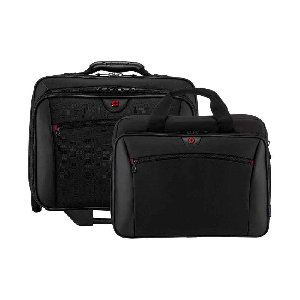 WENGER Potomac 2-TLG Laptop Trolley for up to a 17” Notebook, removable 15” Laptop Bag, 23 l, Women Men, Office Business Travel, Black, 600661