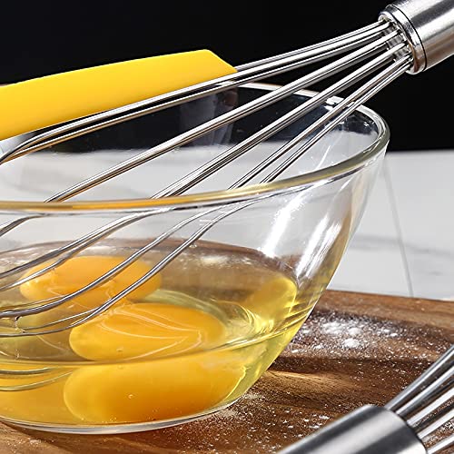 Juego de batidor de Acero Inoxidable y raspador de Silicona con Separador de Huevos para Cocina casera, Mango ergonómico Cepillado Silk Pillowcase