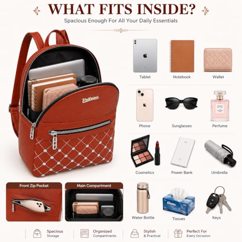 Image of VRITRAZ PU Leather Ladies Leather Shoulder Fitting Backpacks Designer Backpack Shoulder Bag, Handbag For Women, Girls Elegant Backpack Purse