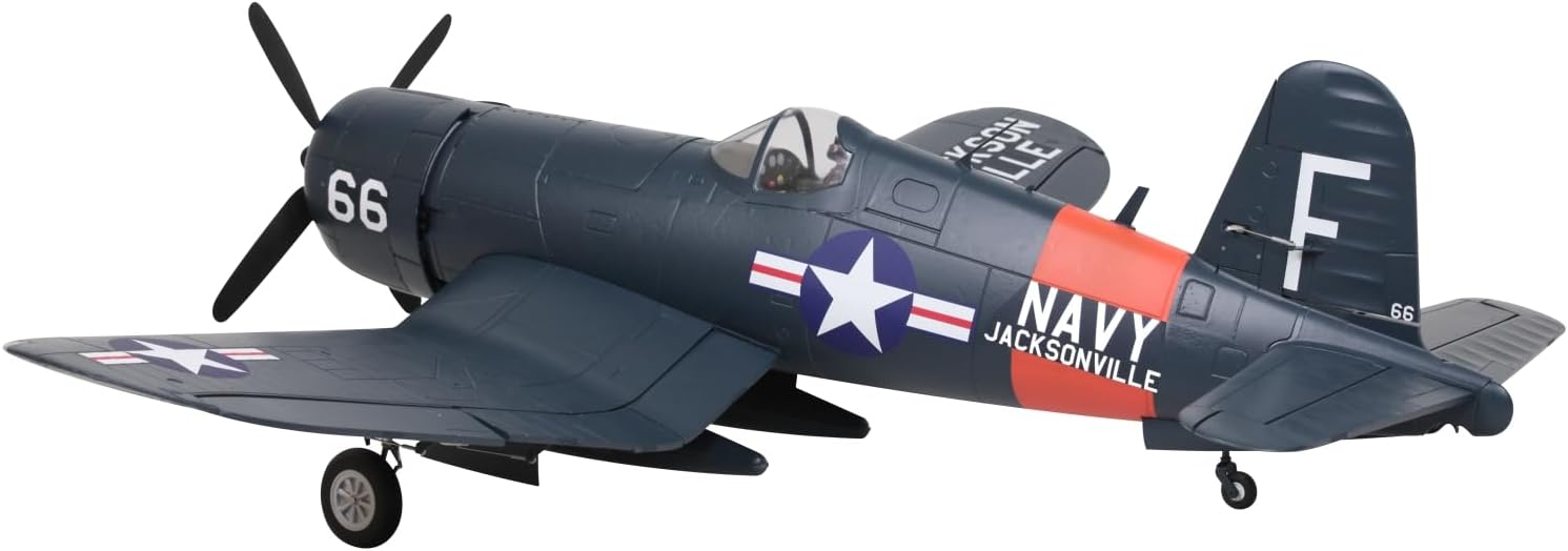Fms Rc Planes for Adults Remote Control Airplane Warbird F4U Corsair RC Airplane 6CH 1700mm (66.9") Wingspan Blue with Flaps LED Retracts PNP (No Control, Battery, Charger)
