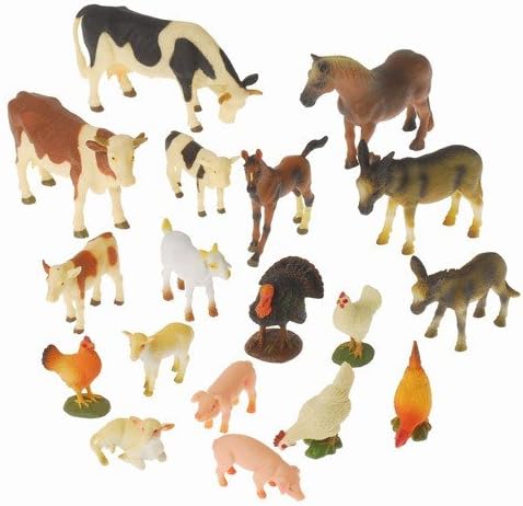 TNZ-7 Block Play Farm Animals - Realistic Set of 18 Pieces, Grade: Kindergarten to 3, Age: 8" Height, 3" Wide, 7" Length
