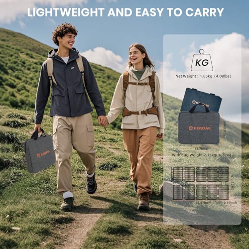 FlexSolar 100W Portable Solar Panel - 24% High Efficiency, IP67 Waterproof, QC3.0 USB-A/USB-C/DC Output for Small Power Station, Camping, RV & Emergency - Image 5