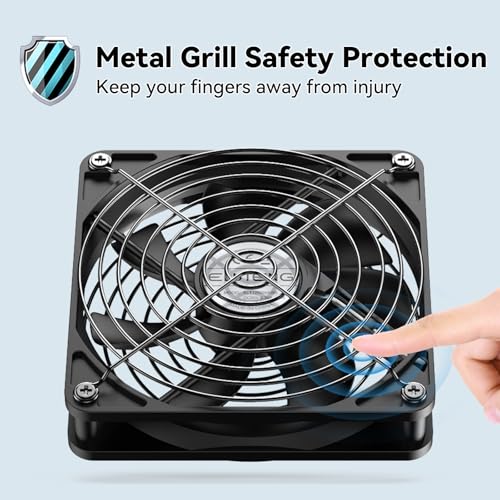 Image of ELUTENG 120mm USB Computer Fan, 5V PC Cooling Fan with 3 Adjustable Speeds | DC to USB Adapter, Metal Grill Fan for Laptop, PS5 /PS4, TV Box, Router, AV Cabinet & Projector, Black