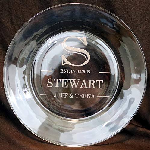 Personalized Wedding Gift Glass Plate Monogrammed Engraved Anniversary Handmade