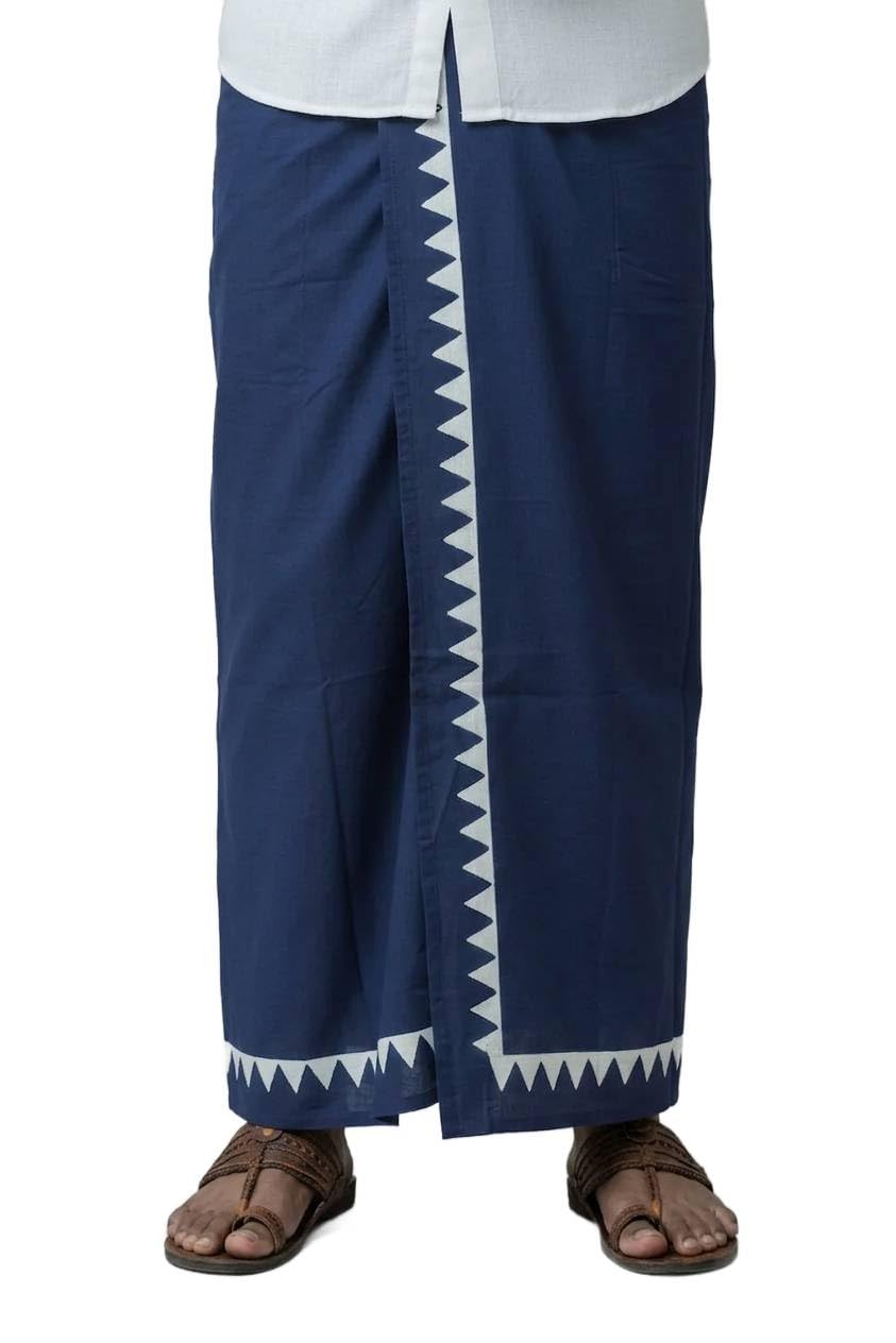 niira Kora Khadi Temple Motif Dhoti Lungi for Men | Dakshin Veshti & Pancha Wrap | Traditional Ethnic Wear for Festivals, Ceremonies & Daily Use-picture-41