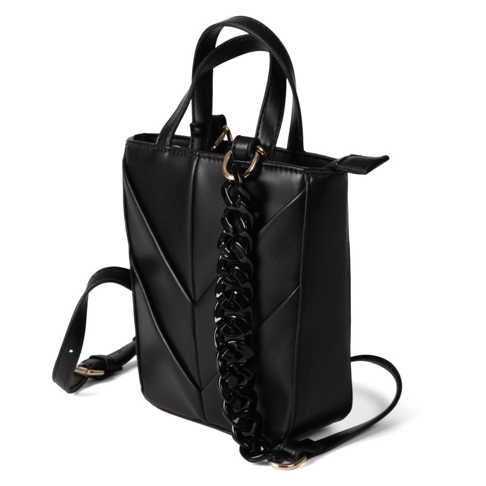 Bolso negro acolchado con asa de cadena - cleland
