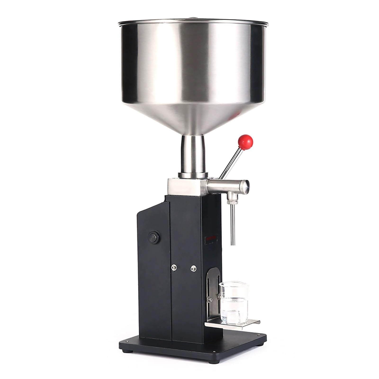 Llenadora Manual de Pasta líquida, Ajustable, de 5 a 60 ml, de Acero Inoxidable con tolva, para Leche, Jugo, Miel y champú.