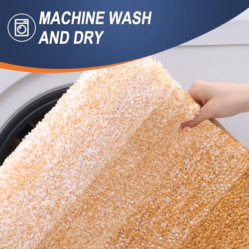 Image of OLANLY Bathroom Runner Rugs Mat 59x24, Extra Soft Absorbent Microfiber Bath Rugs, Rubber Backing, Quick Dry, Washable Long Bath Mats for Bathroom, Tub and Shower, Home Decor Accessories, Golden Yellow