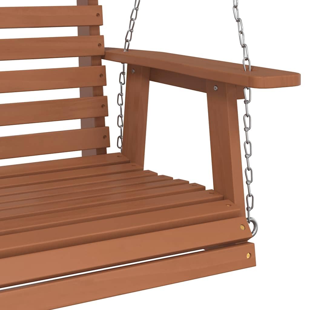 Hollywoodschaukel Gartenschaukel aus massivem Tannenholz mit Metallketten Braun 122,5x63x56 cm verstellbar für Garten Terrasse Veranda mit ergonomischem Schaukelsitz und wetterbeständigem
