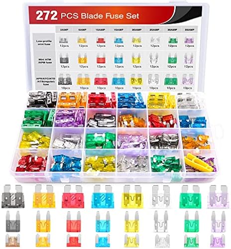 Nilight - 50019R 272pcs Standard & Mini & Low Profile Mini Blade Fuse Assortment, 2A 5A 10A 15A 20A 25A 30A 35A Replacement Fuses for Car Boat Truck SUV Automotive