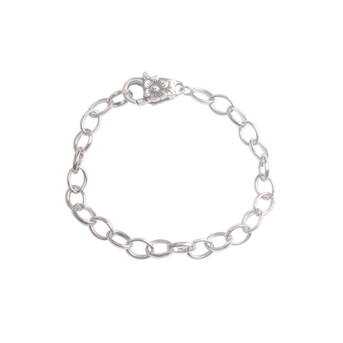 ChangJin 10PCS Silver Tone Metal Chain Flower Clasp Bracelets 22cm for Jewelry Making