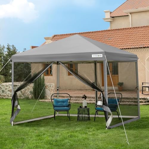 VIVOHOME Cenador de 2,4 x 2,4 m Carpa Plegable con 4 Laterales de...