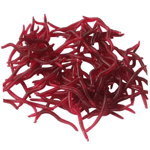 JOINPAYA 50個 ?生蚯蚓ソフトルアー 独自配合で柔らかさ持続 リアルなミミズ形状で魚を 環境対応素材の再利用可能な人工釣り餌