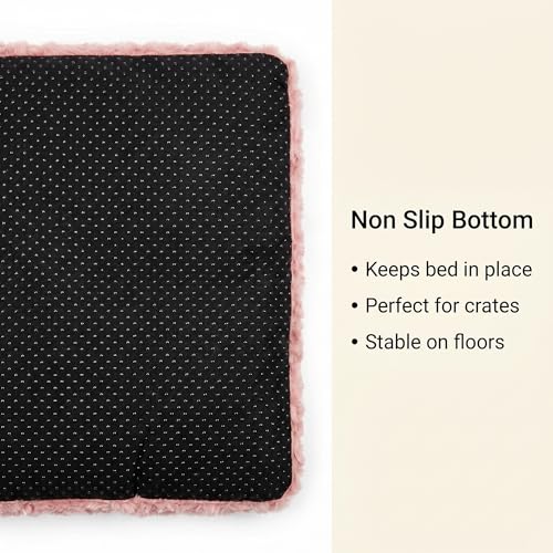 Image of Dog Crate Pad for Crate /Floor /Car for Small Dogs Washable | Deluxe Plush Dog Crate Pad with Non-Slip Bottom,Comfy Fluffy Kennel Pad for Maltese Shih Tzu Bichon Frise,22 inchx13 inch Pink