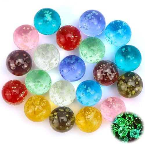 NCTNCX 20 Stück Leuchtende Glasmurmeln 16mm Bunte Murmeln für Kinder ideal für Murmelbahn-Spiel Basteln & Dekoration