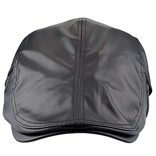 Squaregarden Flat Caps For Men, Beret Leather Hat Cabbie Gatsby Newsboy Cap Ivy Irish Hats, Black #TOP5