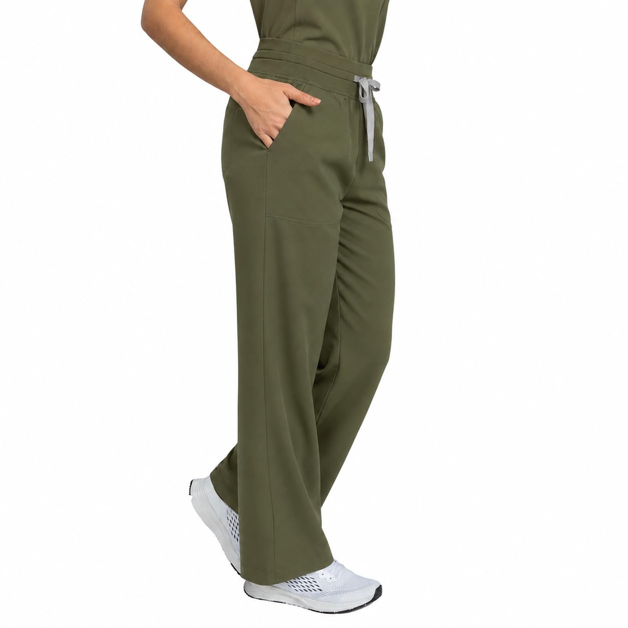B-well Aurelia Pantalon médical droit, antimicrobien, anti-odeur, infroissable, 6 poches et taille réglable
