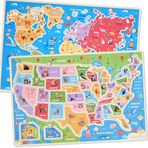 Montessori Wooden Puzzles for Kids Ages 4-6