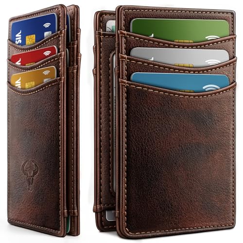 Image of BULLIANT Slim Wallet For Men 12Cards,Magnetic Flip Build-in Money Clip Airtag Compatible-RFID Blocking