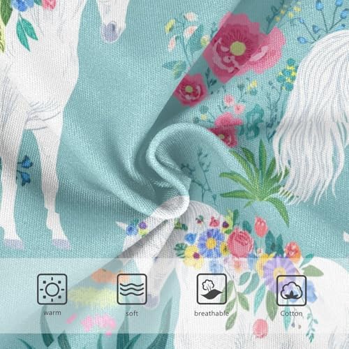 Toddlers Underwear Floral 2t Cotton Panties for Girl Designer Briefs Kids Undies White Horses Floral Turquoise3