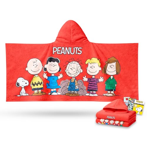 Serviette de voyage à capuche enfants Peanuts poncho de bain idéal plage et piscine