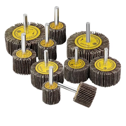 JUNLIXN 10 Pcs 1/4 Shank Abrasive Flap Wheels Sander (25/30/40/50/60mm)