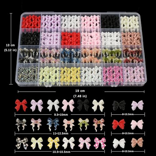 OPMADM Bow Nail Charms, 3D Nail Charms Bulk for Nail Art Charms and Y2K Charms for Nails Design