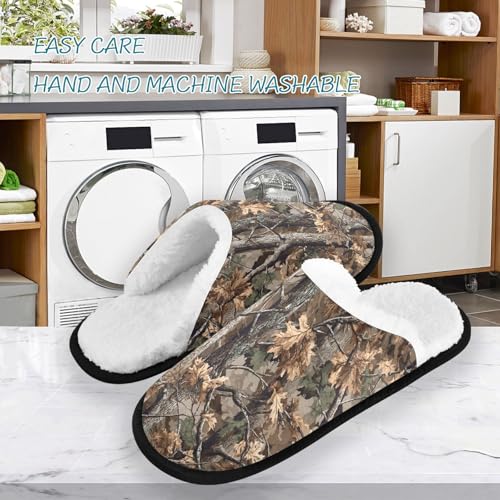 Retro Camo Brown Tree Slippers For Women Men Soft Memory Foam Non-Slip Camouflage Winter Indoor House Shoes Travel Slipper3