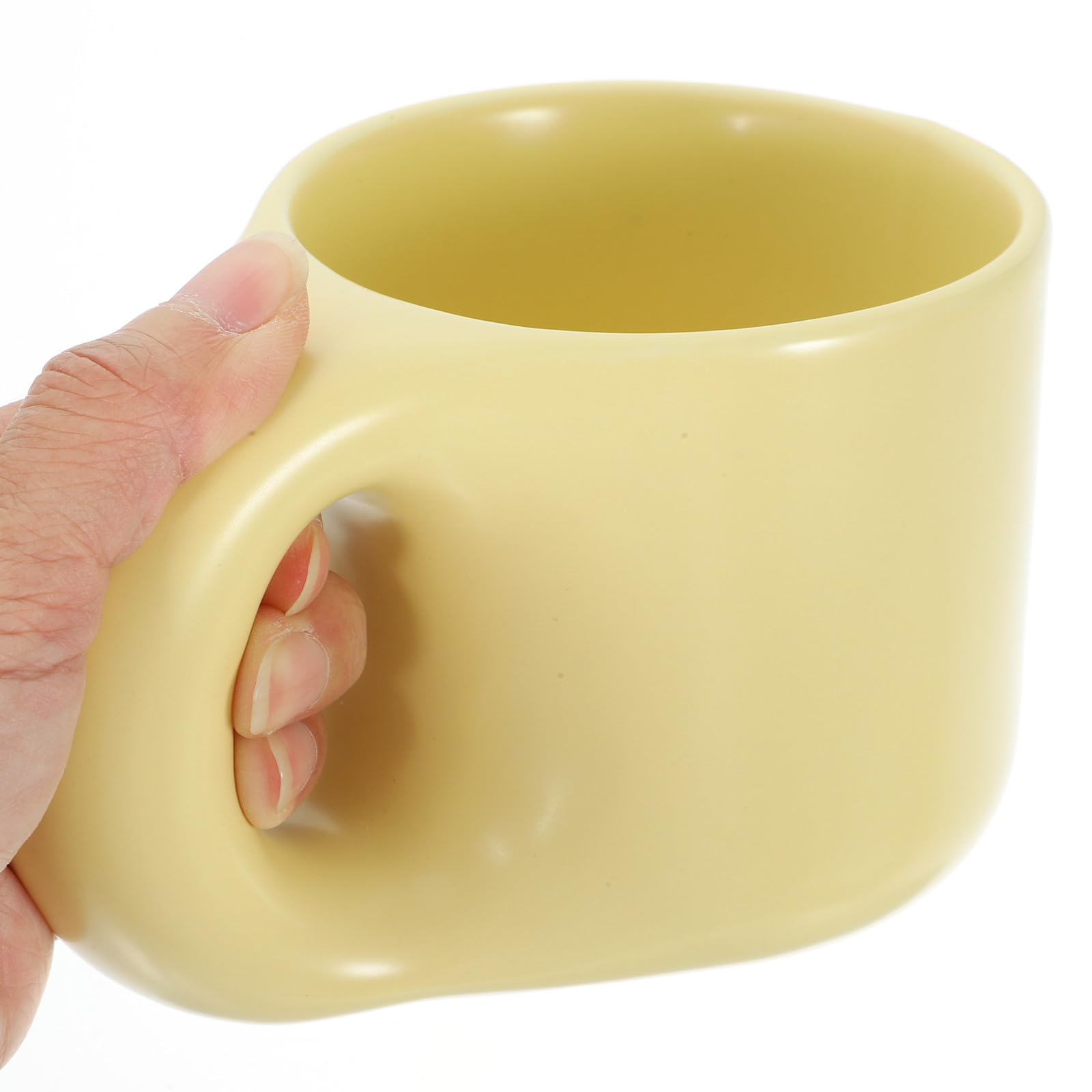 balacoo Kaffeebecher mit Untertasse für Heiße Getränke Stilvolles Design Gelber Milchbecher 300ml Keramik Satz für Zuhause und Bürogebrauch
