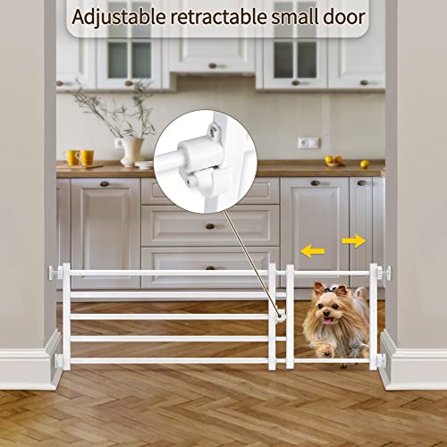 Yoochee Metal Short Dog Gate To Step Over - 9.85'' H X 23.6''-42.5'' W Expandable Dog Gate With Door, Pressure Mount Dog Gate For Stairs Indoor And Doorways Suitable For Small & Medium Dogs & Puppy #TOP3