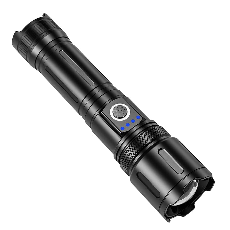 懐中電灯 強力 軍用 ズーム式 高輝度 Type-C充電式 耐衝撃 ハンディライト IP45防水 4モード調光 残量表示機能 避難対策 防災グッズ 夜間散歩 作業用 停電 地震