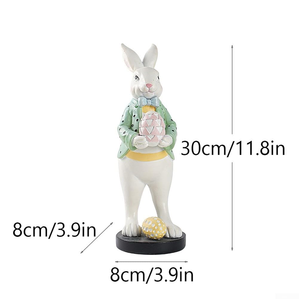 Figuras de conejo de Pascua, decoración del hogar, decoración rústica de resina para jardín, sala de estar, dormitorio, porche