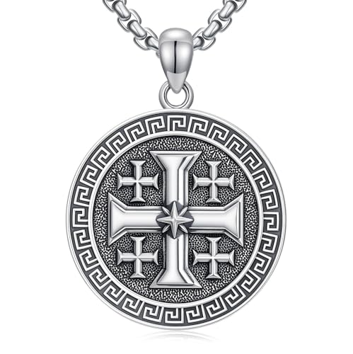 Pendentif croix de Jérusalem en argent, cadeau chrétien idéal