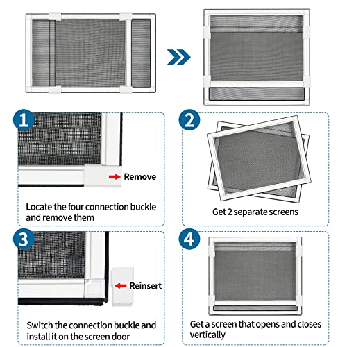 Yoochee Expandable Window Screen, Adjustable Window Screen, Replacement Window Screens With Frame, Durable Replacement Screen Mesh For Window (10.4" H X 14" - 25" W, White, Pack Of 2) #TOP3