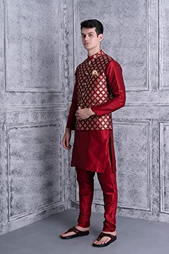 Image of Uri and MacKenzie Men's Silk Blend Kurta Pajama with Designer Ethnic Nehru Jacket /Modi Jacket