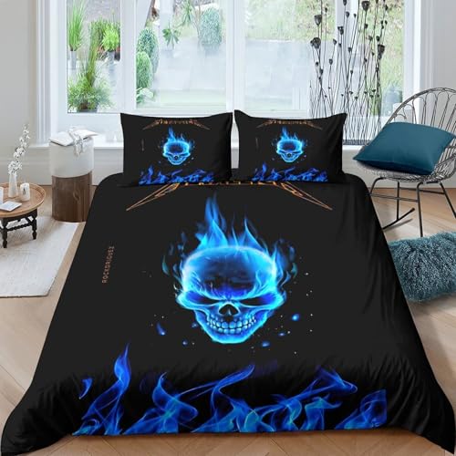 Housse couette crâne de métal résistante anti-plis ado