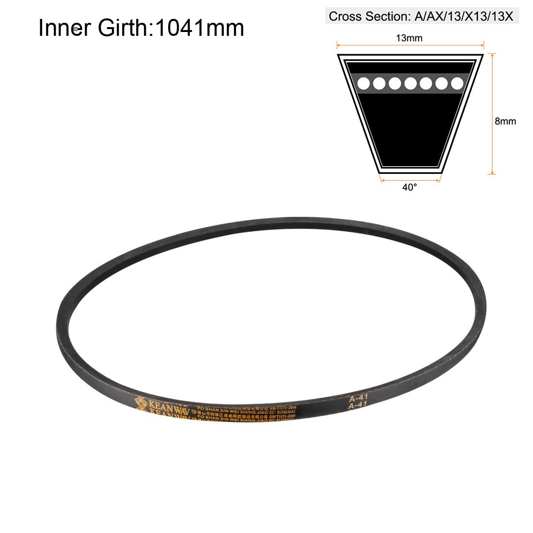 uxcell A41 Drive V-Belts 41" Inner Length 13mm Width 8mm Thick JIS Standard A-Section Rubber Drive Industrial Transmission Belt — Amazon image 2