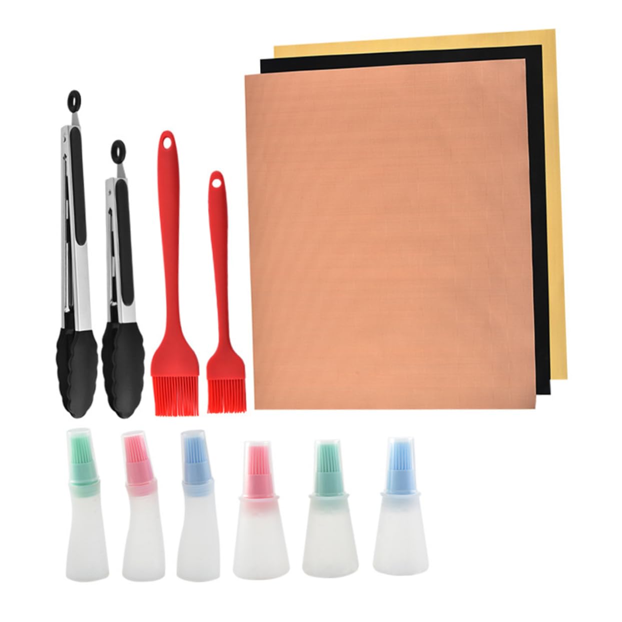 Garneck 3pcs Hexagon Mats for Grill Non-Stick BBQ Grill Mats Reusable Barbecue Pads Heat Resistant Waterproof Easy Cleaning BBQ