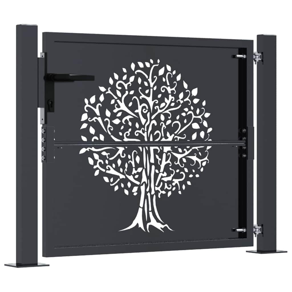 Portal de jardín de acero antracita 100x100 cm con diseño de árbol
