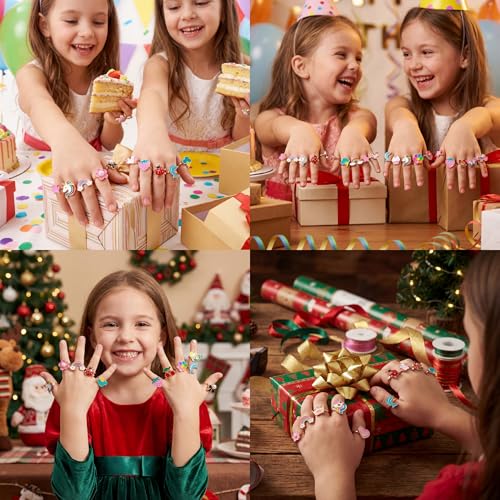 Image of PASEMM 36pcs Little Girl Alloy Jewelry Rings, Adjustable Unicorn Rings Toys, No Duplication Kids Play Ring in Box,Dress Up for 4-12 Year Old Girls, Birthday Christmas Valentine's Day Easter Holiday