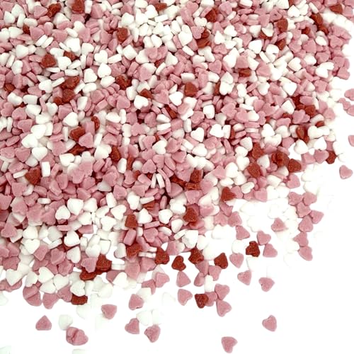 Manvscakes, Valentine Sprinkles For Baking, Edible Red Heart Decorations, Mini Heart Confetti, Natural Colors, No Artificial Dyes, Nut And Gluten Free, 3Ozi