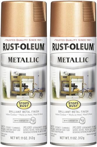 Image of Rust-Oleum 286564 Stops Rust Metallic Spray Paint, 11 oz, Rose Gold (Pack of 2)