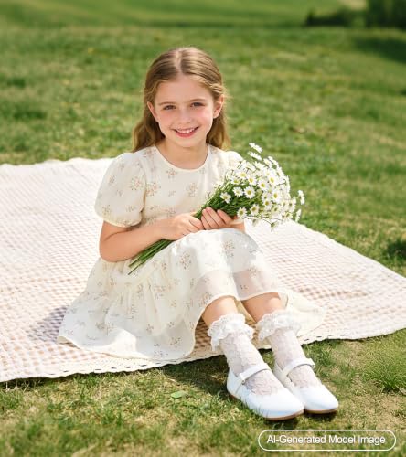 Image of PHIRAMIN Toddler Flower Girl Glitter Dress Shoes Little Girl Ballet Flats Bow Wedding Party