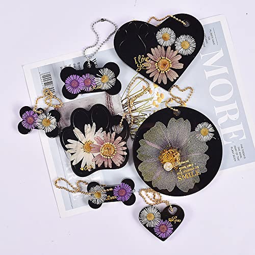 Bekecidi 6 Stück Keychain Resin Mould Kit,Silikonformen aus Harz,Herz,Hundeknochen,mit 4 Metallkette,für DIY-Kristallhandwerk,Haustier-Namensschild,Gießen,Hundehalsband,dekorative Anhänger