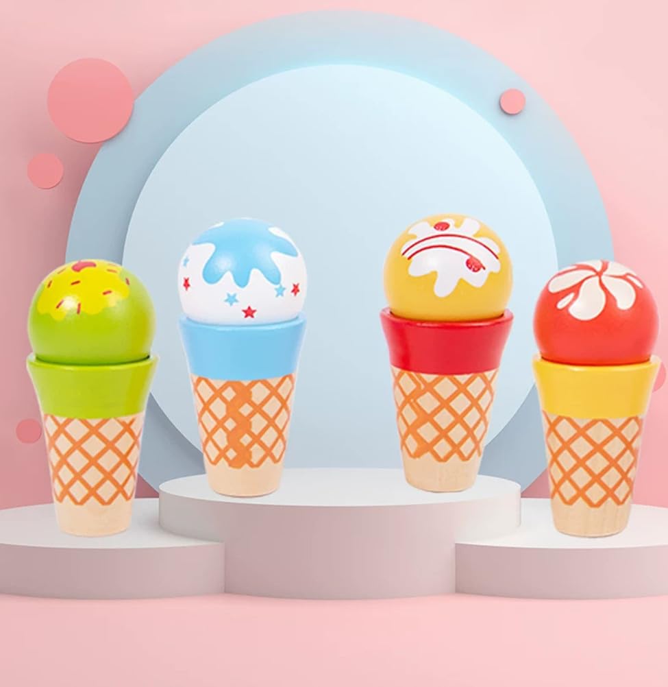 Gioco Montessori di Abbinamento con Coni Gelato di Legno
