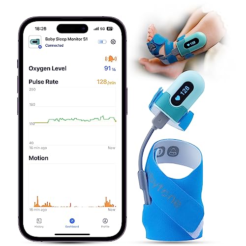 Image of Babytone Baby Oxygen Monitor, Baby Sleep Monitor, Tracking Avg O2, Pulse Rate and Movement for Infant, Wearable Foot Monitor with Bluetooth and APP, for 0-36 Months Newborn's Sleep(New Version-Sock)