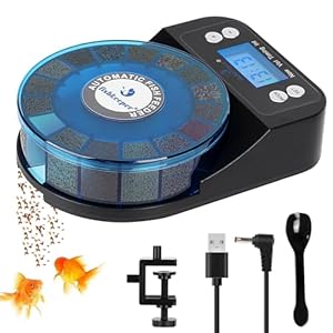 Automatic Fish Feeder for Aquarium – 2025 Upgraded Rechargeable and Precision Fish Feeder Auto Dispenser for Betta Fish & Turtle, Moisture & Proof Vacation Self Feeding(Memory Function)