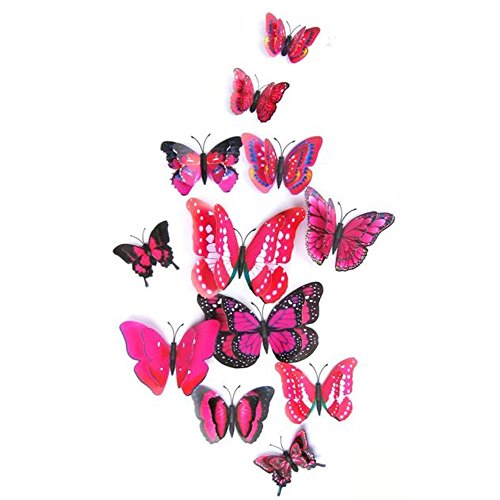 babyhome Homebaby Stickers Muraux-3D Stickers Muraux Papillon Sticker Mural Amovible Sticker Muraux Chambre Décor 3D Miroir Stickers muraux Combinaison DIY Décoration (Stickers Muraux Rouge)