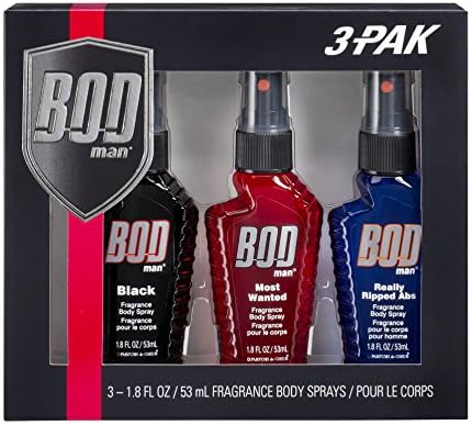 Bod Man Body Spray Pack of 3 Styles, Black - Most Wanted - Really Ripped Abs