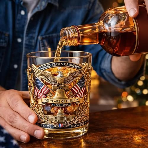 Botella patriótica de whiskey de 350ml con vaso para un servicio elegante 3